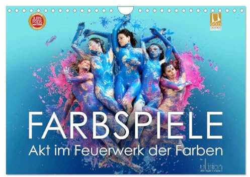 FARBSPIELE - Akt im Feuerwerk der Farben (Wandkalender 2026 DIN A4 quer), CALVENDO Monatskalender: Bodypaintings, kunstvoller Aktfotografie (CALVENDO Erotik)