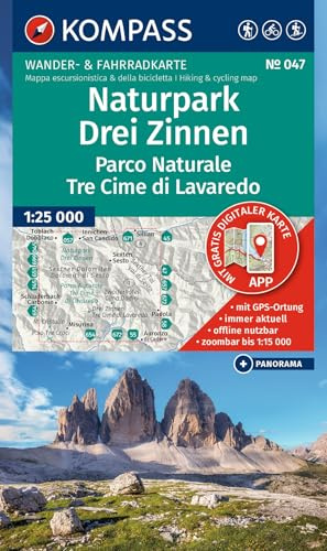 KOMPASS Wanderkarte 047 Naturpark Drei Zinnen, Parco Naturale Tre Cime di Lavaredo 1:25.000: Wander- und Fahrradkarte in einem - inklusive ... Wander-& Radwege. Panorama. Skitouren.