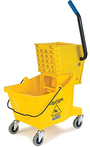 CFS - Cubo Comercial de plástico para fregona con Prensa Lateral, 26 Cuartos de galón, Color Amarillo