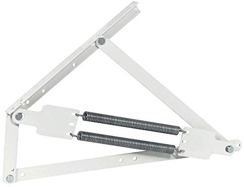Gedotec Springaufbeschlag Bettkasten Hochstellstütze SUPER Swing-Away | Bett-Beschlag längs & quer aufklappbar | Klappenbeschlag Stahl weiß | 1 Stück - Bettlift-Beschlag für Lattenrost mit Zugfedern