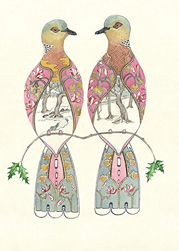 Two Turtle Doves Card Christmas Daniel Mackie Designs 7 x 5 inches wrapped in cello with envelope