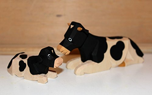 Lotte Sievers-Hahn Krippenfigur Set Ochs und Kalb schwarz Baumwollbeutel