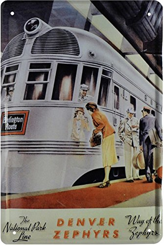 WOGEKA ART Retro Blechschild - The Legendary Denver Zephyr Train Zug USA - witziger Spruch als Geschenk-Idee Geburtstag Weihnachten Dekoration 20x30 cm Vintage-Design Metall 1681