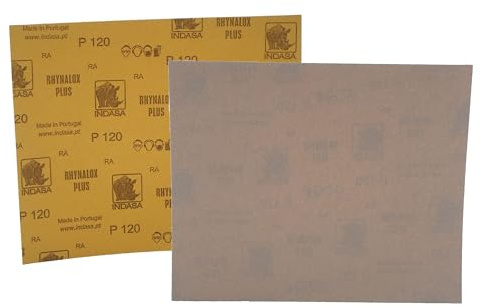 Indasa Rhynalox Plusline Production Paper P120 grit Sand Paper Sheets Pack 50 Automotive Refinishing Sandpaper Sanding Paper Sheets Solid 230mm x 280mm System