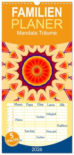Familienplaner 2026 - Mandala Träume mit 5 Spalten (Wandkalender, 21 cm x 45 cm), CALVENDO: Wellness für die Seele (CALVENDO Kunst)