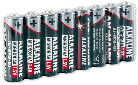 ANSMANN Lot de piles alcalines Mignon AA 1,5V (8 pces) – Piles LR6 idéales pour télécommandes, horloges murales, lampes de poche, etc. – Piles alcalines LR6 à longue conservabilité