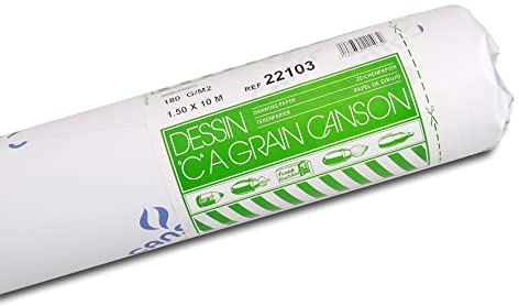 Canson 200022103 C a grain Zeichenpapier Rolle, 180 g/qm, leicht gekörnt, 1.5 x 10 m, weiß