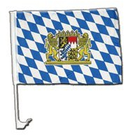 Flaggenfritze Autofahne Autoflagge Deutschland Bayern Löwe - 30 x 40 cm