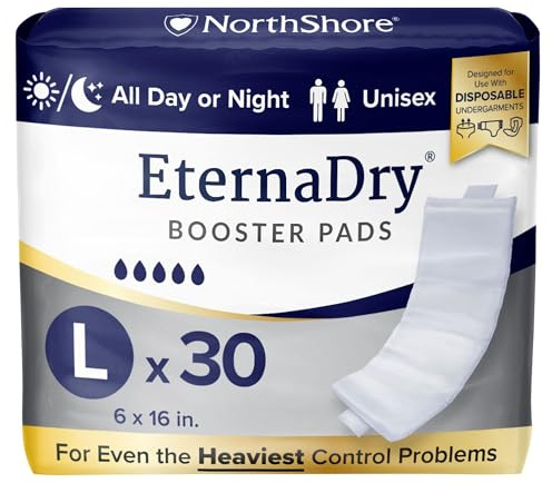 NorthShore EternaDry Booster Pads for Men and Women with Adhesive, Large, Pack/30
