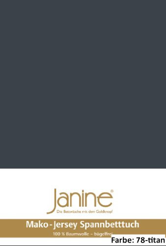 Janine Spannbettlaken Jersey 5007, Gr. 200x200 cm, Fb. 78 Titan, Mako-Feinjersey
