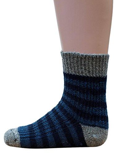 Hirsch Natur, Baby und Kinder Ringelsocken aus 100% Wolle (kbT) (29-30, jeans/marine/grau)