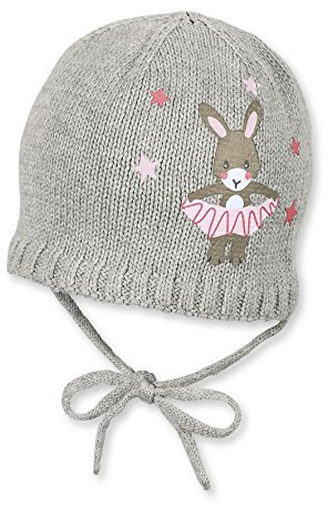 Sterntaler Baby Winter-Strickmütze für Mädchen zum Binden, Größe:51, Farbe:silber meliert (542)