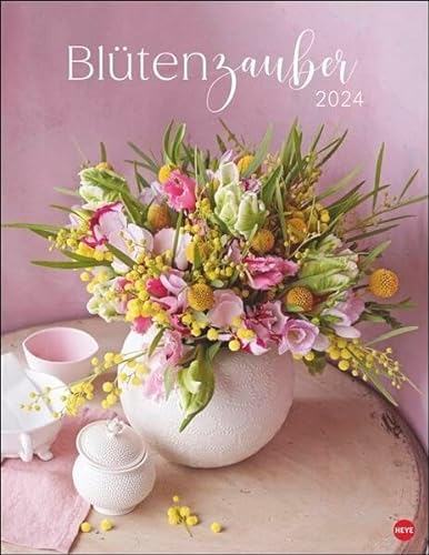 Bunter Blütenzauber Posterkalender 2024. Wandkalender mit 12 wunderschönen Blumensträußen. Dekorativer Foto-Kalender für das Jahr. 34 x 44 cm. Hochformat mit Spiralbindung