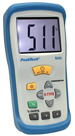 PeakTech 1 canali Termometro digitale 3 1 2 cifre di, 50 °C... + 1300 °C con di tipo K Sonda di temperatura, 1 pezzi, P 5110