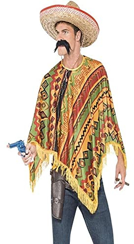Smiffys Poncho e baffi, arancione Halloween
