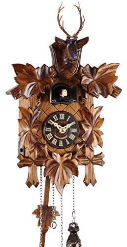 Eble Kuckucksuhr Kuckuckuhr Echtholz NEU batteriebetriebenes Quartzwerk Kuckuckruf Hirschkopf 33cm- 22292