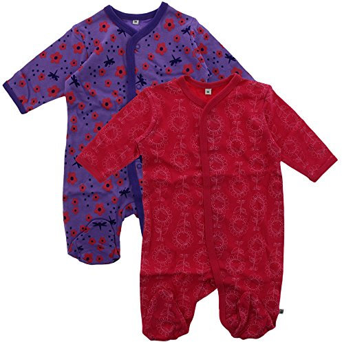 Pippi 2er Pack Baby Mädchen Schlafstrampler mit Aufdruck, Langarm mit Füßen, Alter 0-1 Monate, Größe: 50, Farbe: Pink, 3821