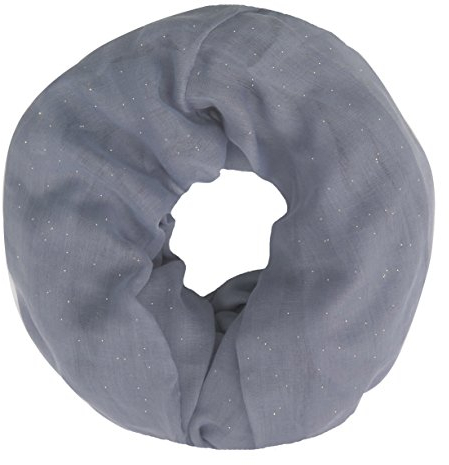 Lina & Lily Damen Loop Schal Rundschal Schlauchschal Glitzer (Grau)
