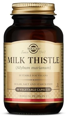 Solgar Milk Thistle 100 mg - 50 Veg Capsules | Liver Support Herbal Supplement - Supports Detoxification and Antioxidant Protection - Premium Quality, Pack of 50