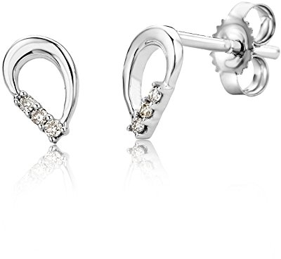 Miore Ohrringe Damen Ohrstecker Weißgold 9 Karat / 375 Gold Diamant Brillianten 0.04 ct