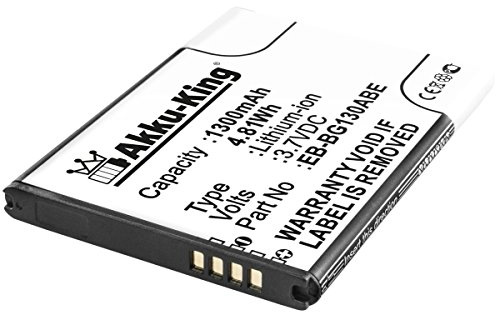 Akku-King Akku kompatibel mit Samsung EB-BG130ABE, EB-BG130BBE - Li-Ion 1300mAh - für Galaxy Star 2 Duos, Galaxy Young 2