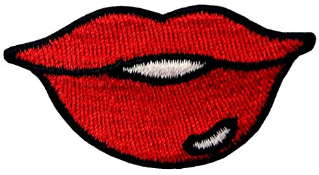 Lady's Sexy Red Lips Embroidered Badge Iron On Sew On Patch