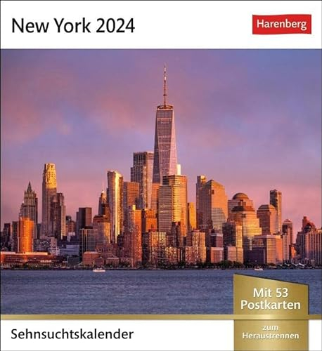 New York Sehnsuchtskalender 2024. Der Big Apple in einem Foto-Kalender für den Tisch. Aufstellkalender mit 53 Postkarten, jede Woche ein bisschen ... Postkarten (Sehnsuchtskalender von Harenberg)