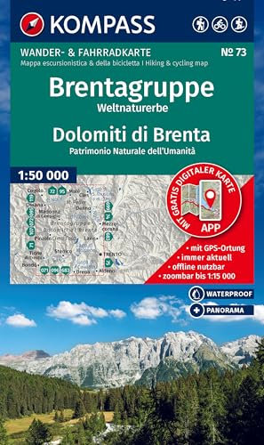 KOMPASS Wanderkarte 73 Brentagruppe, Weltnaturerbe / Dolomiti di Brenta 1:50.000: Wander- und Fahrradkarte in einem - inklusive Offline-Verwendung in ... Radwege. Skitouren. Langlaufen. Reiten.