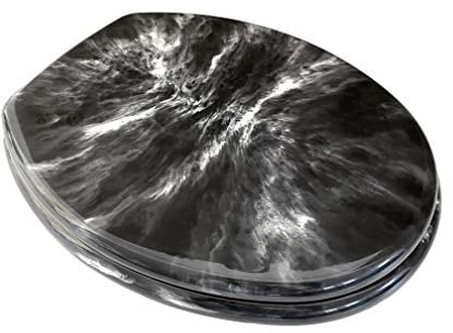 Abattant de siège toilette en marbre noir, articulations en acier inoxydable