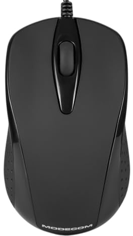 Modecom MC-M4 Kabelgebundene Maus Schwarz | Optische USB Computer Maus für Laptop & PC | Ergonomisches Design für Büro & Home Office | Präziser 800-1600 DPI Sensor | 1,8m Kabellänge