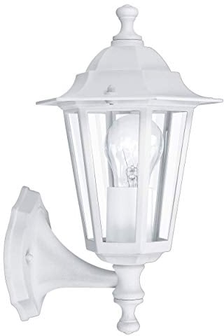 EGLO Außen-Wandlampe Laterna 5, 1 flammige Außenleuchte, Wandleuchte aus Aluguss und Glas, Farbe: Weiß, Fassung: E27, IP44