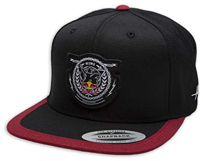 Kini Red Bull Crest Cap – Trendige Snapback, Flexfit, Herren Kappe, Basecap mit Logo-Patch Motiv, One Size, Größenverstellbar - Black/Red
