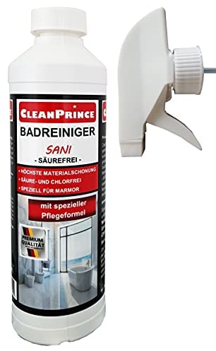 CleanPrince Badreiniger Sani säurefrei 500 ml | Reiniger für Naturstein und Marmor Fliesen Bad Reinigungsmittel