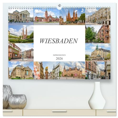Wiesbaden Impressionen (hochwertiger Premium Wandkalender 2026 DIN A2 quer), Kunstdruck in Hochglanz: Zwölf einmalig wunderschöne Bilder der Landeshauptstadt Wiesbaden (CALVENDO Orte)