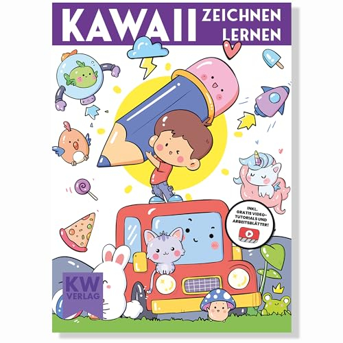 SimplePaper Kawaii zeichnen lernen – über 500 Motive malen lernen | süße Sachen & süße Tiere Zeichenbuch | Kawaii Malbuch mit Schritt für Schritt Anleitung inkl. Videos