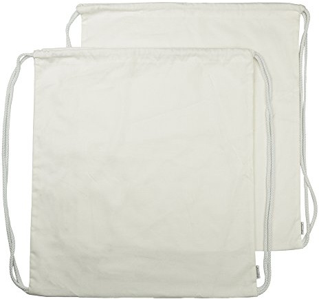 Augbunny Rucksack aus 100 % Baumwolle mit Kordelzug, Turnbeutel, Weiß, Größe L