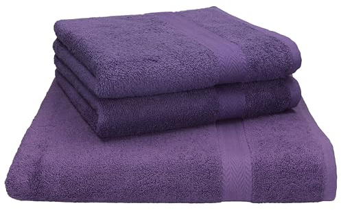 Betz 3-TLG. Strandtuch Saunatuch Badetuch Liegetuch Handtuch Premium Frottee Set 1 Tuch 70x200 cm 2 Tücher 50x100 cm Farbe lila