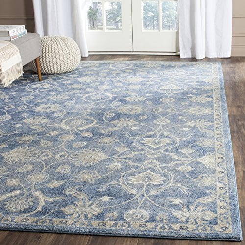 SAFAVIEH Sofia Collection Accent Rug - 4' x 5'7, Blue & Beige, Vintage Oriental Distressed Design, Non-Shedding & Easy Care, Ideal for High Traffic Areas in Entryway, Living Room, Bedroom (SOF386C)