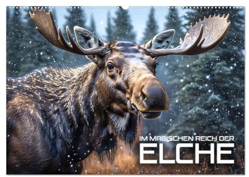 Im magischen Reich der Elche (Wandkalender 2025 DIN A2 quer), CALVENDO Monatskalender: Die majestätischen Wesen der nördlichen Wälder, aufgespürt mit künstlicher Intelligenz (CALVENDO Tiere)