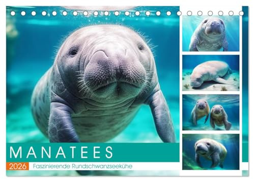 Manatees. Faszinierende Rundschwanzseekühe (Tischkalender 2026 DIN A5 quer), CALVENDO Monatskalender: Die sanften Riesen des Meeres in schönen Bildern (CALVENDO Tiere)