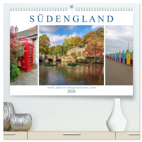 Bezauberndes Südengland (hochwertiger Premium Wandkalender 2026 DIN A2 quer), Kunstdruck in Hochglanz: Die Fotoreise von Cornwall bis Kent führt ... und altehrwürdiger Dörfer. (CALVENDO Orte)