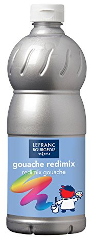 Lefranc Bourgeois - Gouache liquide Redimix pour enfants - Bouteille 1L - Argent