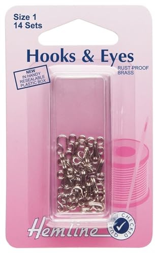Hemline Hooks and Eyes - Nickel Silver, Size 0, 14 sets
