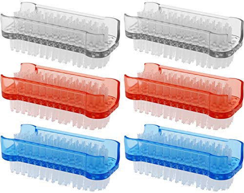 com-four® 6X Handwaschbürste in bunten Farben - Nagelbürste für Hand und Nagel Reinigung [Auswahl variiert] (6 Stück - transparent+rot+blau)