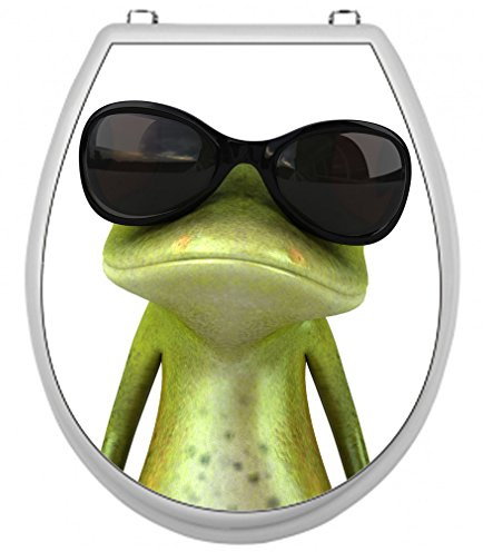 SHIRT-TO-GO Frosch Toilettensitz Aufkleber - Grün, Vinyl, Cartoon, Wiederverwendbar, Outdoor, WC Sitz Aufkleber