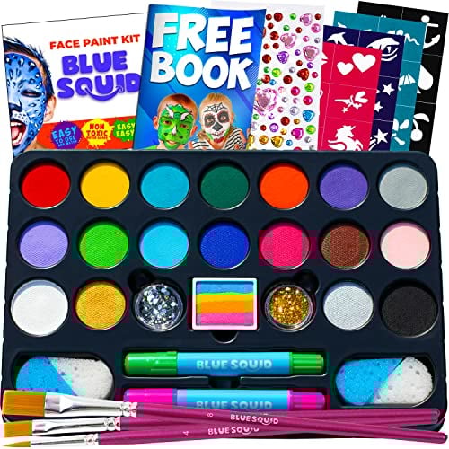Blue Squid Kinderschminke Set Ideales Schminke 24 Farben, 160pcs Theaterschminke Faschingsschminke für Kinder, Kinderschminke Wasserbasis, Kinderschminken Set für Halloween Karneval