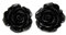 Bluebubble ENGLISH ROSE 22mm Midnight Black Carved Rose CLIP ON Earrings on Gift Card