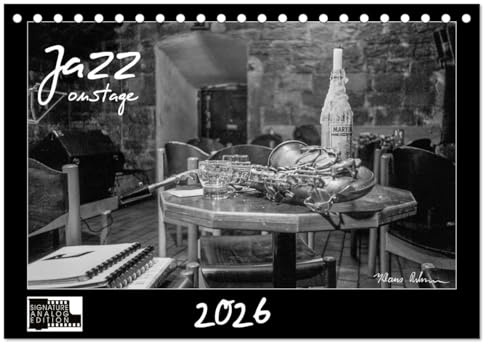 Jazz onstage (Tischkalender 2026 DIN A5 quer), CALVENDO Monatskalender: Analoge, schwarzweiße Fotografien von bekannten Jazz-Musikern (CALVENDO Menschen)