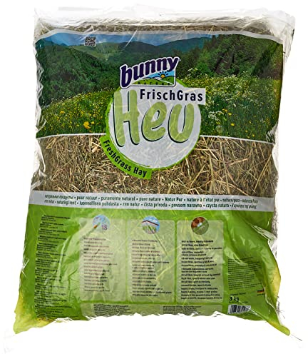 bunnyNature FrischGras Heu Natur Pur 3kg | Faserreich & Staubarm | Vielfalt an Gräsern & Kräutern | Ideal für Zwergkaninchen & Nagetiere | Ohne Zusätze