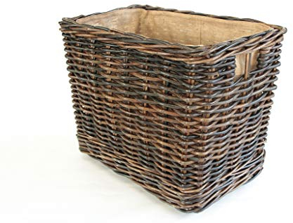 Großer Holzkorb auf Rollen, Mehrzweckkorb aus Rattan mit herausnehmbarem Jutestoff